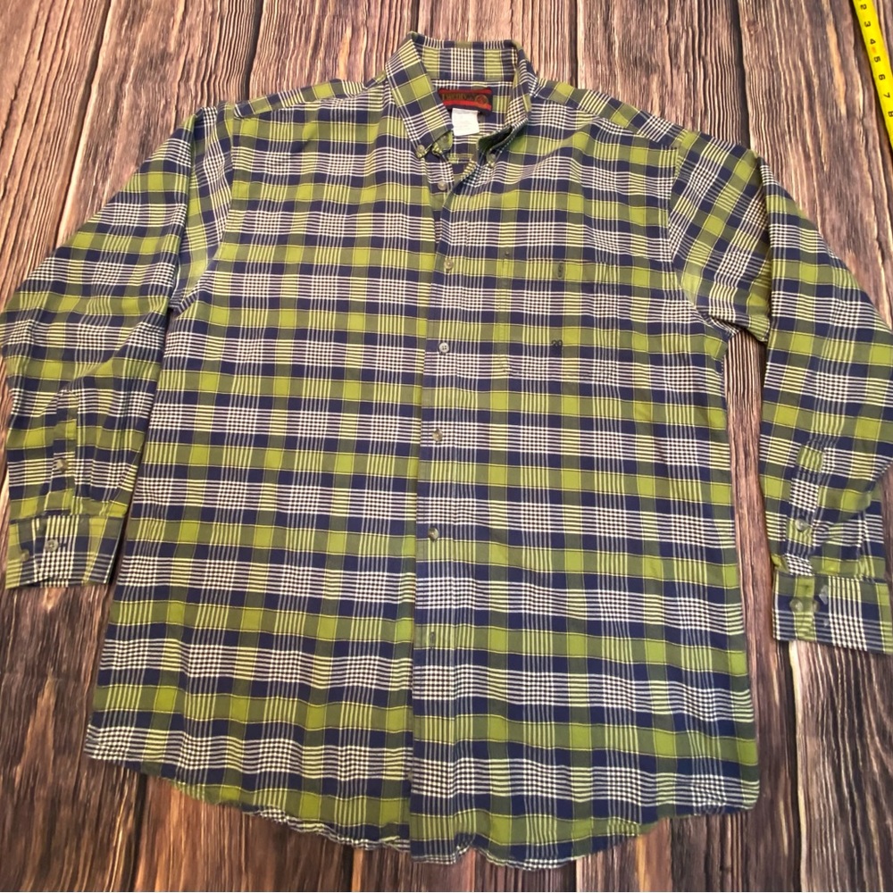 Mens 20X Size XL long sleeve button up. Green & blue. Vented. Great condition